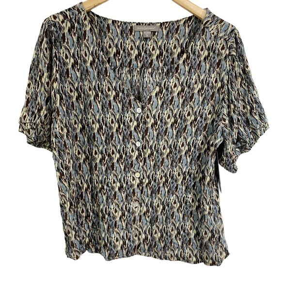 Peace & Pearls NWT Women Medium Blue Rainy Day Burton Front Blouse - Picture 1 of 9